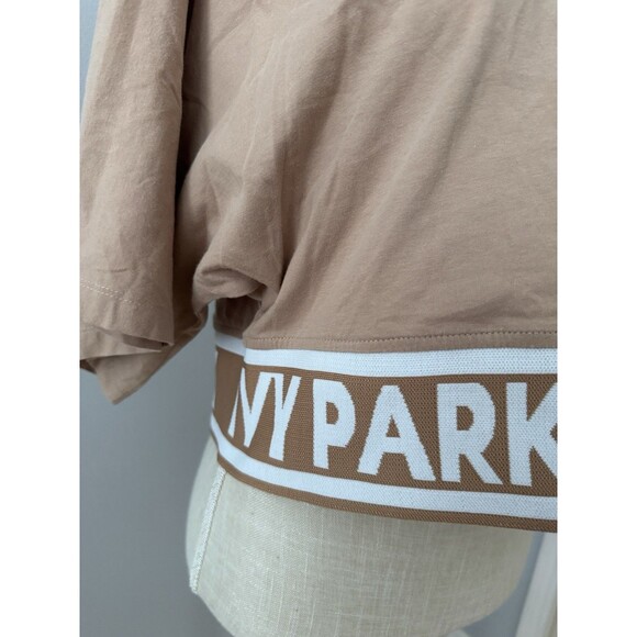Ivy Park Spell Out Logo Boxy Cropped‎ Top Short Sleeve Shirt Brown Size Small - Picture 2 of 9
